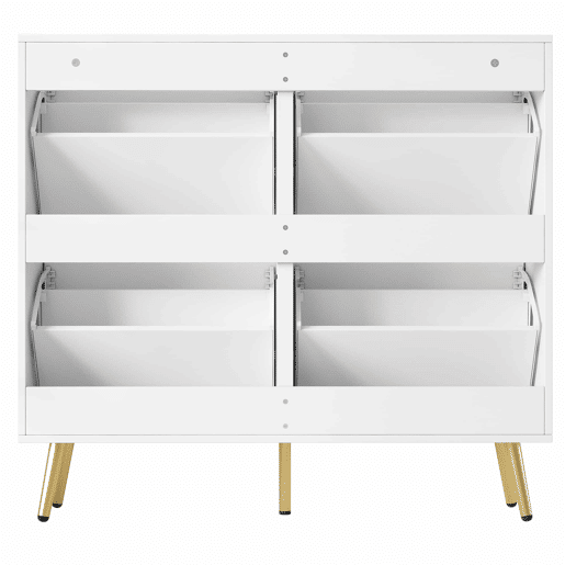 Sapateira estreita 100x24x91,5 cm - 4 compartimentos rebatíveis, com proteção anticaída e prateleiras ajustáveis - Branco