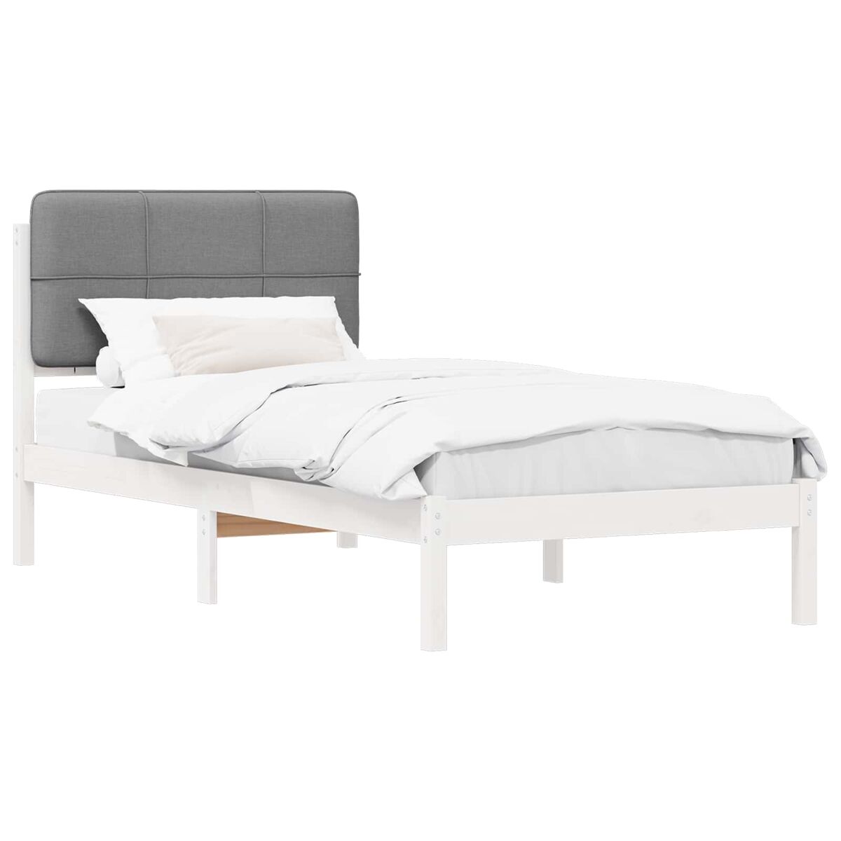 Estructura de cama simple para adultos 95x195 Blanco/ Gris Claro