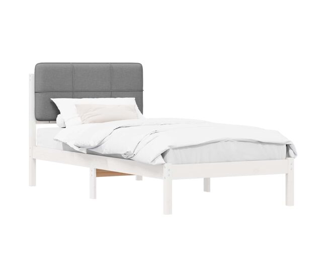 Estructura de cama simple para adultos con cabecera - tapizada gris claro 90 x 190 cm