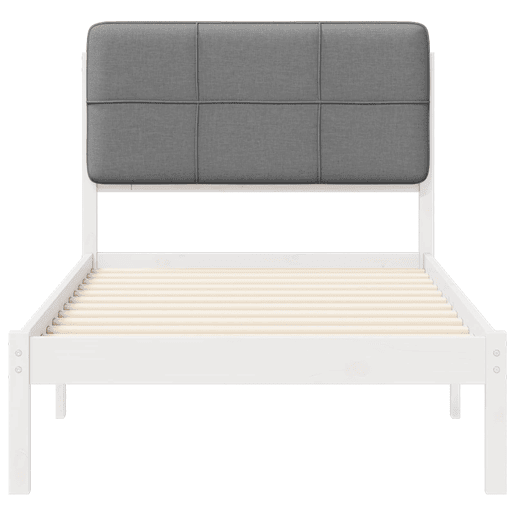 Estrutura de cama de solteiro simple com Cabeceira Estofada Cinzento-claro