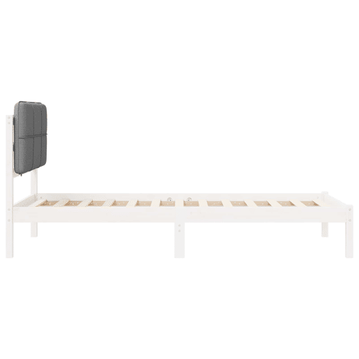 Estrutura de cama de solteiro simple com Cabeceira Estofada Cinzento-claro