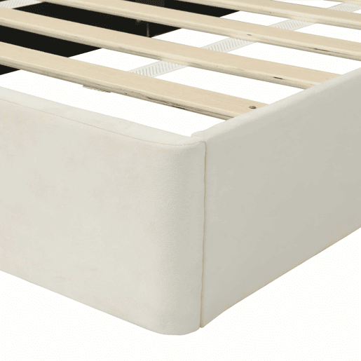 Cama individual 90x200 - cabeceira com pétalas curvas, estilo moderno, confortável, veludo - bege