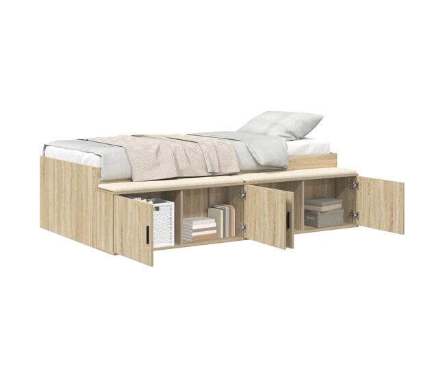 Estructura de cama individual para adultos con cajón roble sonoma 80 x 200 cm