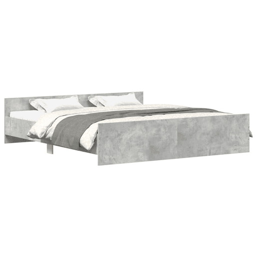 Estrutura Cama de casal para adultos c cabeceira e apoio pés 160x200cm cinza cimento