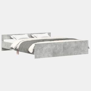 Estrutura Cama de casal para adultos c cabeceira e apoio pés 160x200cm cinza cimento