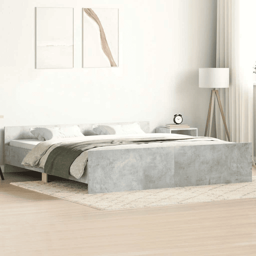 Estrutura Cama de casal para adultos c cabeceira e apoio pés 160x200cm cinza cimento