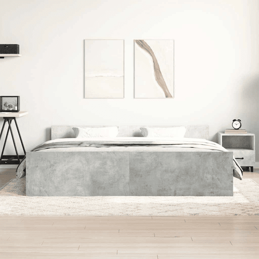 Estrutura Cama de casal para adultos c cabeceira e apoio pés 160x200cm cinza cimento