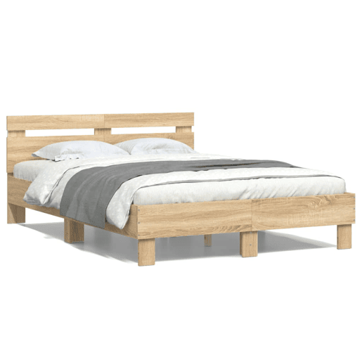 Estrutura Cama de casal simple c cabeceiraluzes LED 120x200cm carvalho sonoma