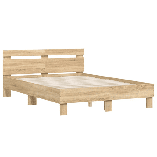 Estrutura Cama de casal simple c cabeceiraluzes LED 120x200cm carvalho sonoma