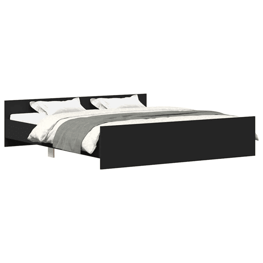 Estrutura de Cama de casal moderno para adultos com cabeceira e apoio pés 160x200 cm preto