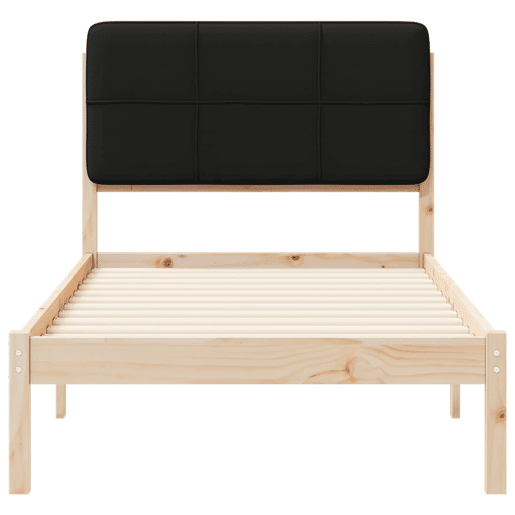 Estrutura de cama de solteiro para adultos com Cabeceira Estofada Preto 90 x 190 cm