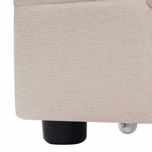 Cama estofada 90x200cm em linho - com LED e portas de carregamento USB - 2 gavetas - Bege