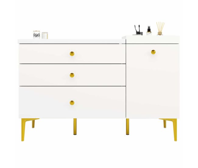 Mueble de baño 91,5 cm - con lavabo de cerámica, cajones y armario, diseño moderno - blanco