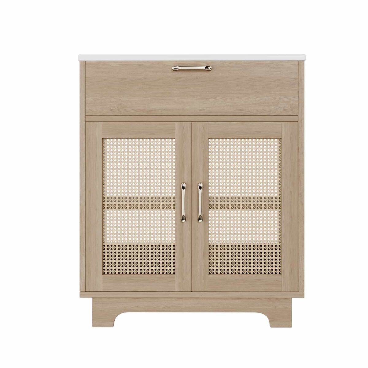 Mueble de baño con lavabo 76x46x88 cm - resistente a la humedad, cajones con sistema elevable, doble puerta con cierre suave, patas altas con detalles