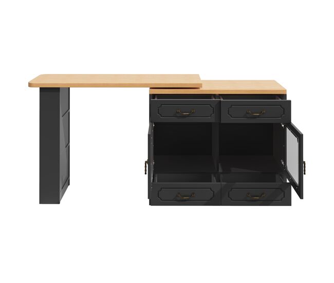 Aparador 135×39×92.8 cm - con almacenamiento, 360° rotatorio, led - negro