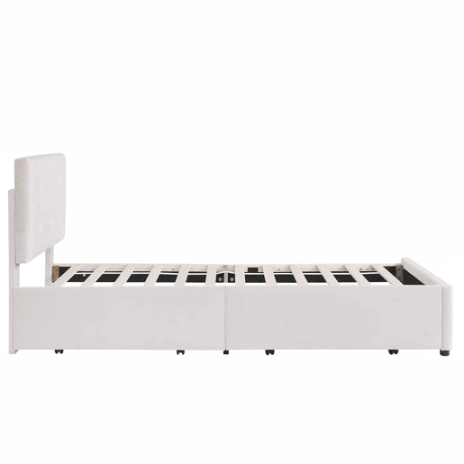 Cama estofada em veludo 90x200cm - cama individual com 2 gavetas e estrado de molas - Bege