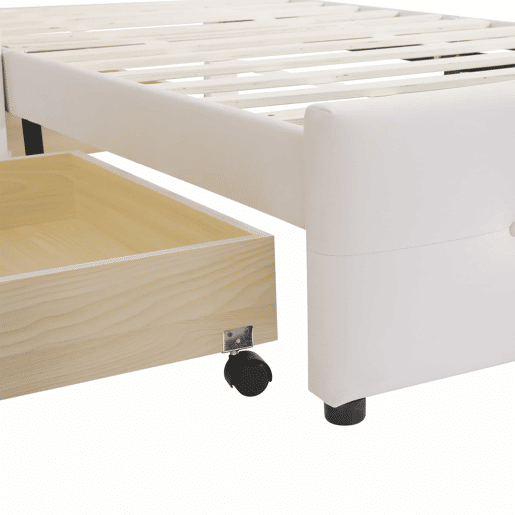 Cama estofada em veludo 90x200cm - cama individual com 2 gavetas e estrado de molas - Bege