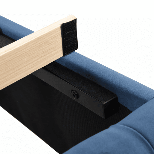 Cama estofada 90*200 - cabeceira acolchoada com botões e tachas, estrado de madeira - Azul