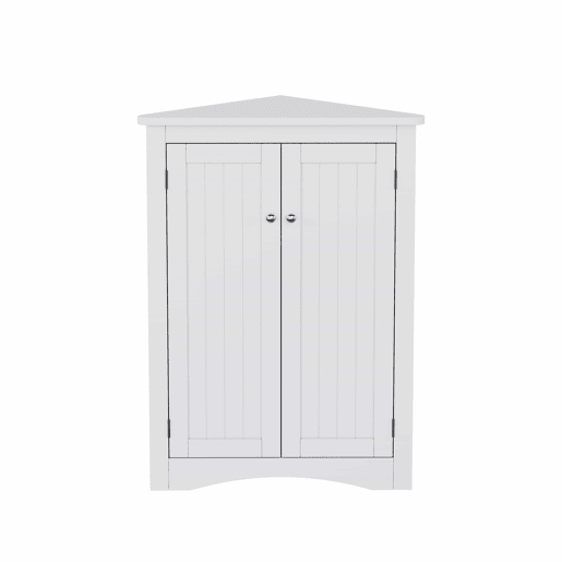 Armário de canto para casa de banho 61,5 x 80 cm - modelo independente com 2 portas, design triangular com 3 prateleiras, painel em MDF de alta qualidade com superfície lacada, poupa espaço na casa de banho, cozinha e sala de estar - Branco Armário de canto para casa de banho 61,5 x 80 cm - modelo independente com 2 portas, design triangular com 3 prateleiras, painel em MDF de alta qualidade com superfície lacada, poupa espaço na casa de banho, cozinha e sala de estar - Branco