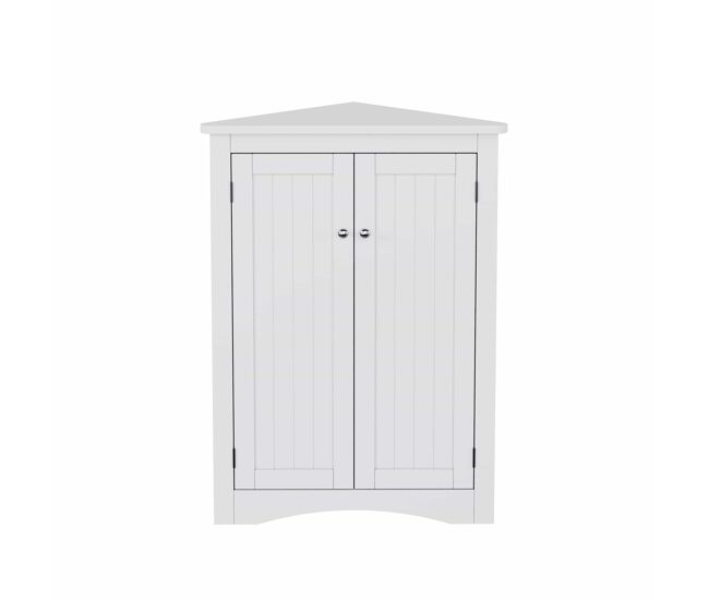 Armario esquinero para baño 61,5 x 80 cm - independiente de 2 puertas, diseño triangular de 3 niveles, tablero mdf de alta calidad con superficie