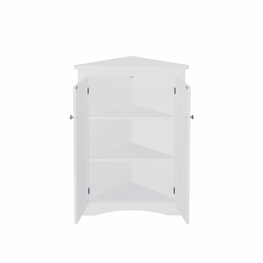 Armário de canto para casa de banho 61,5 x 80 cm - modelo independente com 2 portas, design triangular com 3 prateleiras, painel em MDF de alta qualidade com superfície lacada, poupa espaço na casa de banho, cozinha e sala de estar - Branco Armário de canto para casa de banho 61,5 x 80 cm - modelo independente com 2 portas, design triangular com 3 prateleiras, painel em MDF de alta qualidade com superfície lacada, poupa espaço na casa de banho, cozinha e sala de estar - Branco
