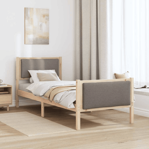 Estrutura de cama de solteiro Design, Cinzento-acastanhado 80 x 200 cm tecido