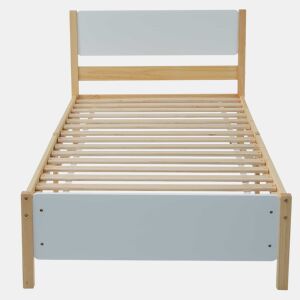 Cama individual de madeira 90x200cm - Branco