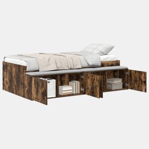 Estrutura de cama de solteiro para adultos com gaveta Carvalho Defumado 90 x 200 cm