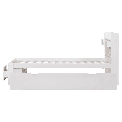 Cama individual 90x190 cm - com USB, gaveta e grande espaço de arrumação - Branco