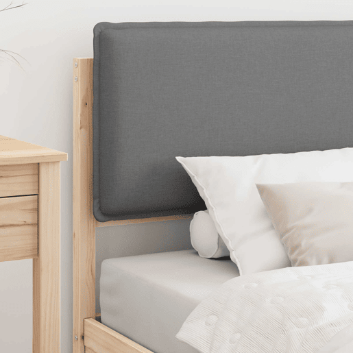 Estrutura de cama de solteiro simple com Cabeceira Estofada Cinzento-claro