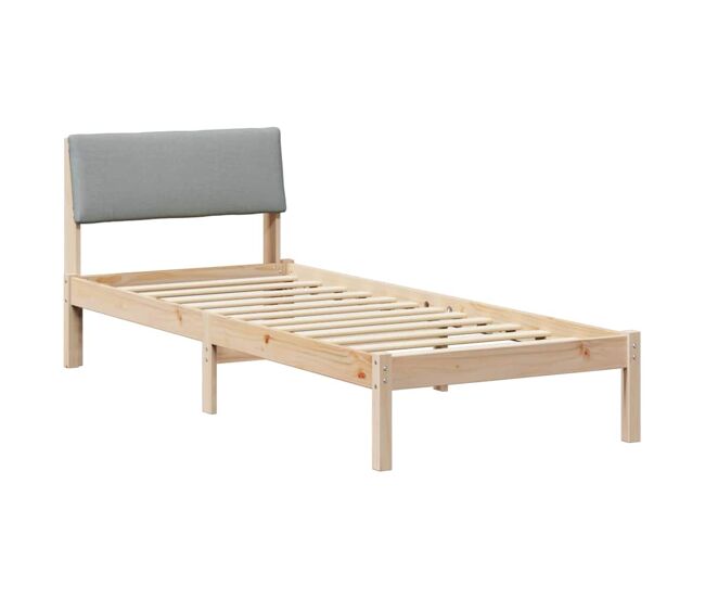 Estructura de cama simple para adultos con cabecera - marrón y gris claro 80 x 200 cm