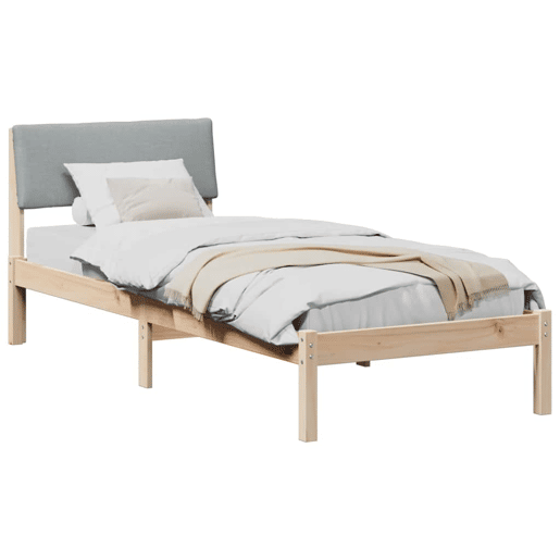 Estrutura de cama de solteiro simple - Marrom e cinza claro 80 x 200 cm
