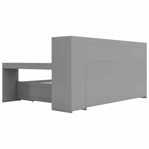 Sofá-cama 90x200 cm - secretária com tomada USB - 2 gavetas e prateleiras - Cinzento (colchão não incluído) Sofá-cama 90x200 cm - secretária com tomada USB - 2 gavetas e prateleiras - Cinzento (colchão não incluído)
