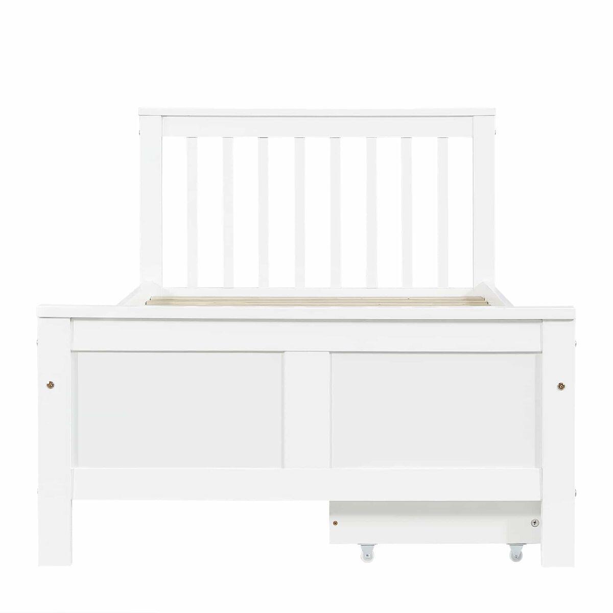 Cama de madera 90x200cm - cama individual, juvenil o para adultos, con cajones de almacenamiento - blanca