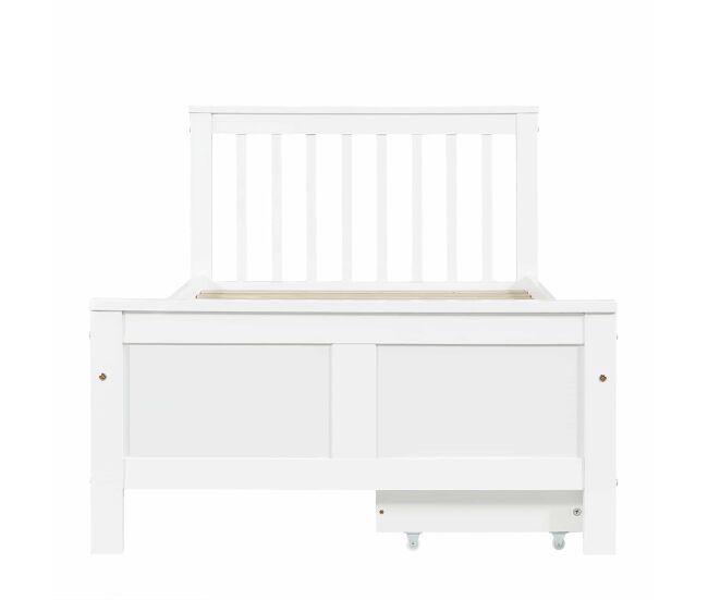 Cama de madera 90x200cm - cama individual, juvenil o para adultos, con cajones de almacenamiento - blanca