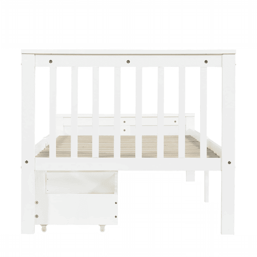 Cama de madeira 90x200cm - Cama individual, juvenil ou para adultos, com gavetas de arrumação - Branca Cama de madeira 90x200cm - Cama individual, juvenil ou para adultos, com gavetas de arrumação - Branca