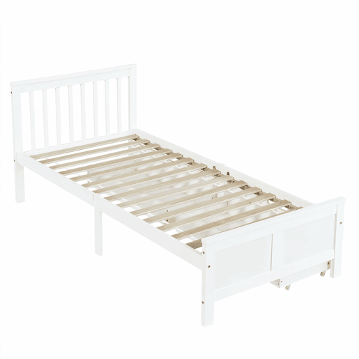 Cama de madeira 90x200cm - Cama individual, juvenil ou para adultos, com gavetas de arrumação - Branca Cama de madeira 90x200cm - Cama individual, juvenil ou para adultos, com gavetas de arrumação - Branca
