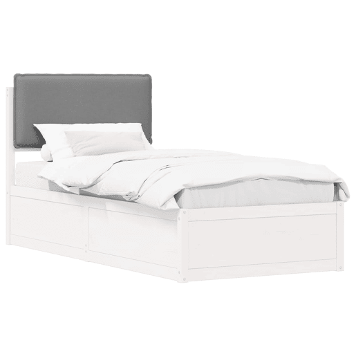 Estrutura de cama de solteiro simple com Cabeceira Estofada Cinzento-claro