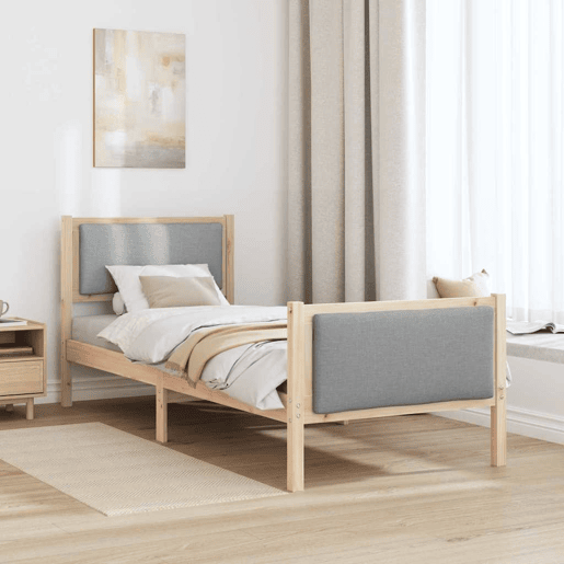 Estrutura de cama de solteiro simple, Cinzento-claro 80 x 200 cm tecido