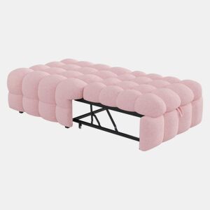 Sofá-cama 90x200 cm - 2 em 1, Puff, Cama individual, Tecido Teddy - Rosa