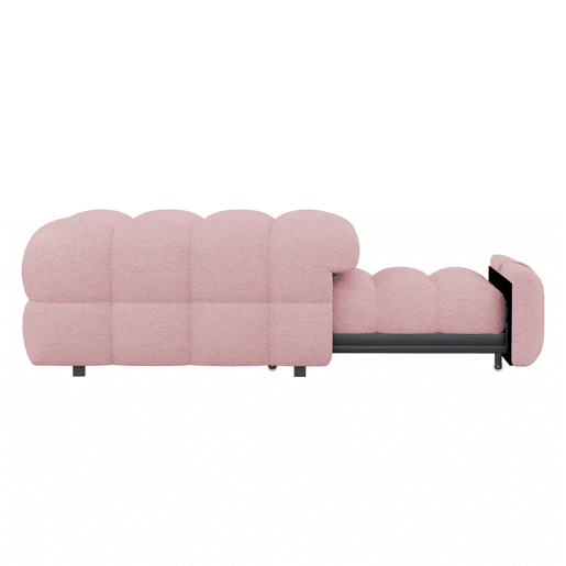 Sofá-cama 90x200 cm - 2 em 1, Puff, Cama individual, Tecido Teddy - Rosa Sofá-cama 90x200 cm - 2 em 1, Puff, Cama individual, Tecido Teddy - Rosa