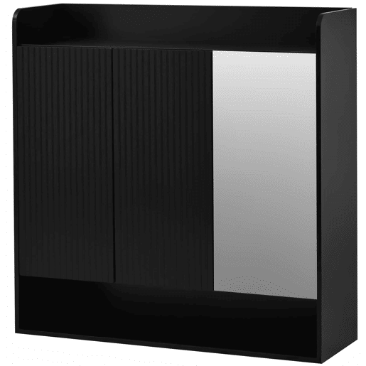 Sapateira com espelho de corpo inteiro - estrutura preta com design vertical, várias prateleiras de grande capacidade para sapatos - Preto