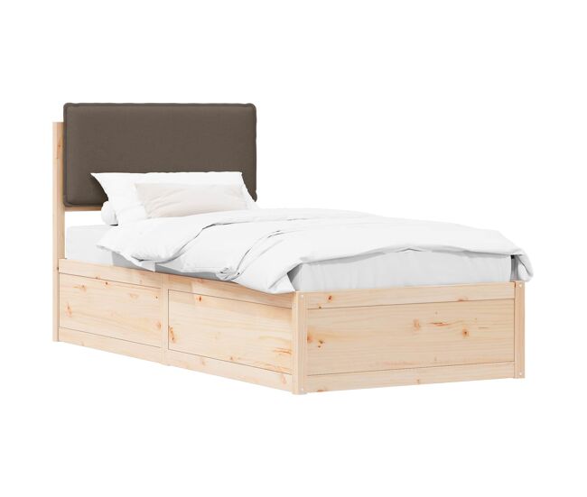 Estructura de cama simple para adultos con cabecera - tapizada taupé 90 x 200 cm