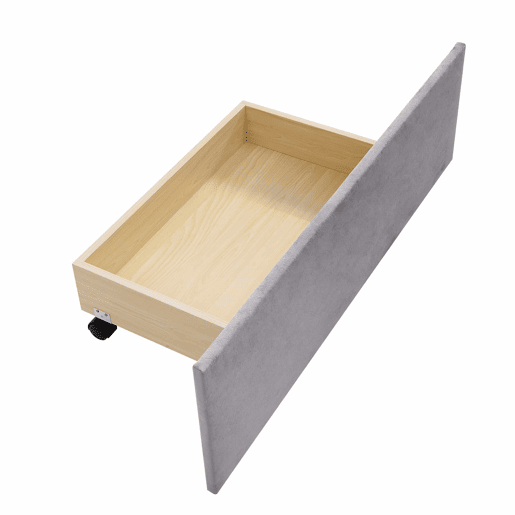 Cama estofada em veludo 90x200cm - cama individual com 2 gavetas e estrado de molas - Cinzento