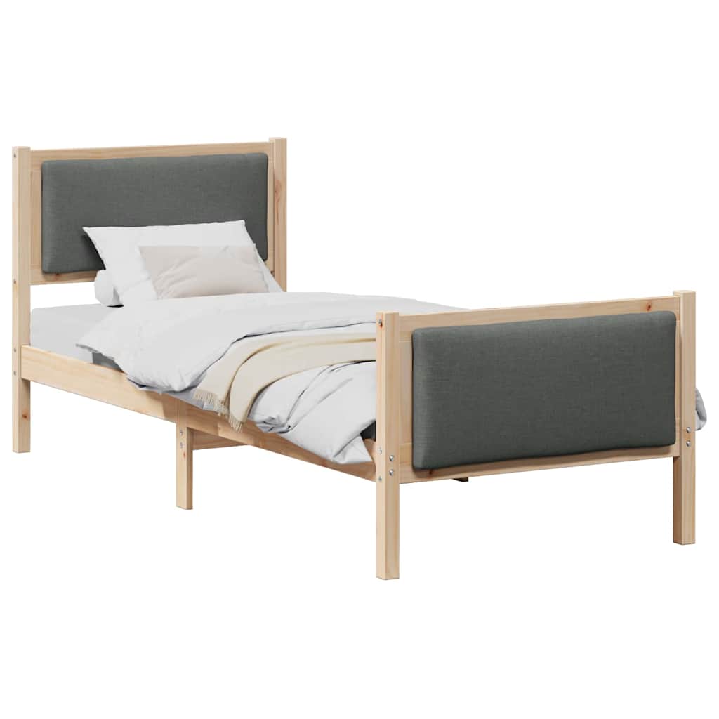 Estructura de cama individual para adultos 85x209 Gris Oscuro/ Madera