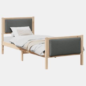 Estrutura de cama de solteiro para adultos com cabeceira Cinza Escuro 80 x 200 cm tecido