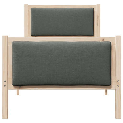 Estrutura de cama de solteiro para adultos com cabeceira Cinza Escuro 80 x 200 cm tecido
