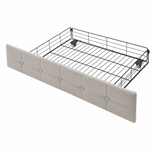 Sofá-cama infantil 90x200 - 2 gavetas, luz LED noturna, portas USB e Tipo C - Bege