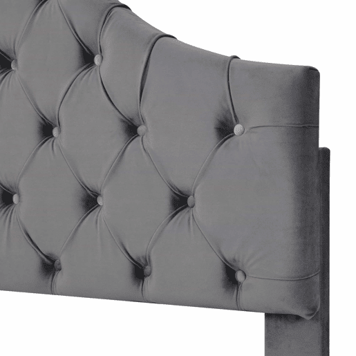 Cama estofada 90x200 cm - Com cabeceira ajustável, suporte de ripas de madeira, cinza