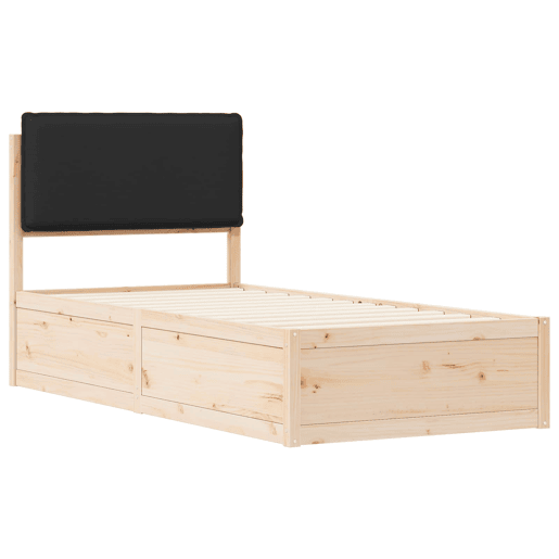Estrutura de cama de solteiro para adultos com Cabeceira Estofada Preto 90 x 200 cm